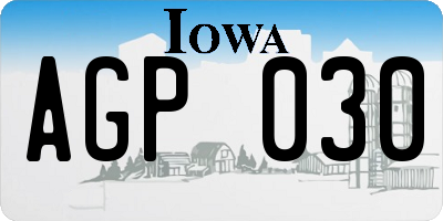 IA license plate AGP030