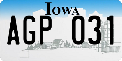 IA license plate AGP031