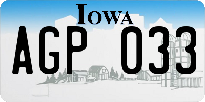 IA license plate AGP033