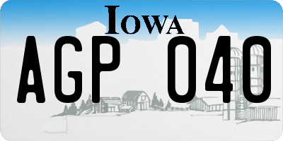 IA license plate AGP040