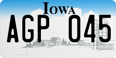 IA license plate AGP045