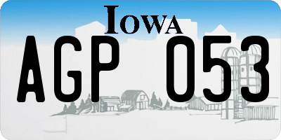 IA license plate AGP053