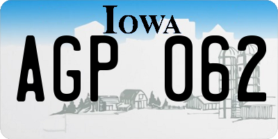 IA license plate AGP062