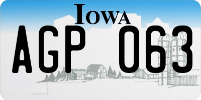 IA license plate AGP063