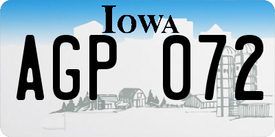 IA license plate AGP072
