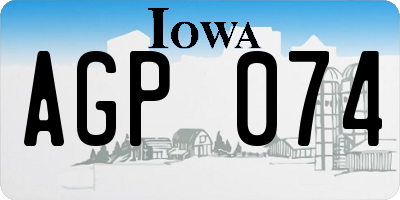 IA license plate AGP074