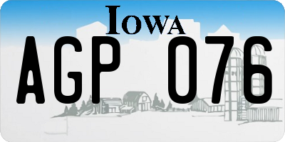 IA license plate AGP076