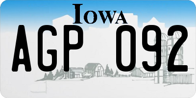 IA license plate AGP092