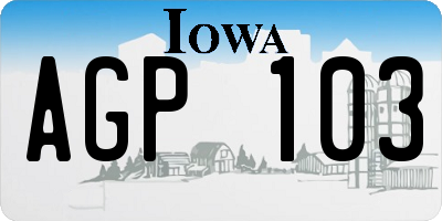 IA license plate AGP103