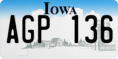 IA license plate AGP136