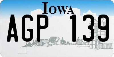 IA license plate AGP139