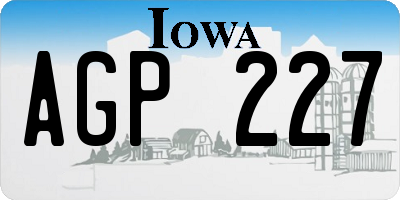 IA license plate AGP227