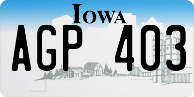 IA license plate AGP403