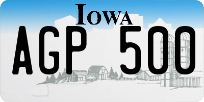 IA license plate AGP500