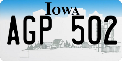IA license plate AGP502