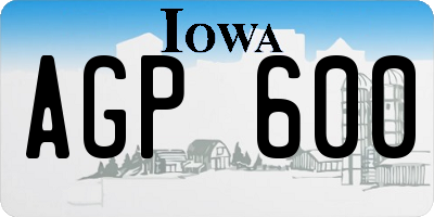 IA license plate AGP600