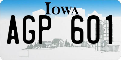 IA license plate AGP601