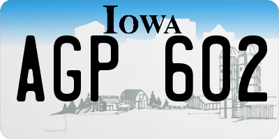 IA license plate AGP602