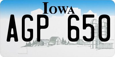 IA license plate AGP650