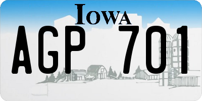 IA license plate AGP701