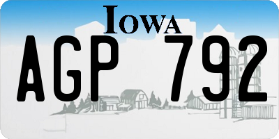 IA license plate AGP792
