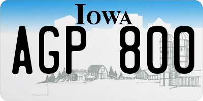 IA license plate AGP800