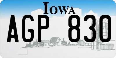 IA license plate AGP830
