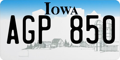 IA license plate AGP850