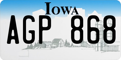 IA license plate AGP868