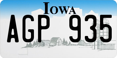 IA license plate AGP935