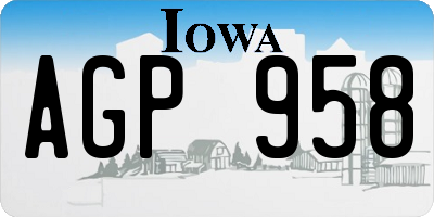 IA license plate AGP958