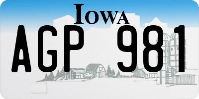 IA license plate AGP981