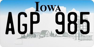 IA license plate AGP985