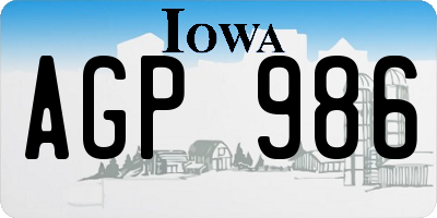 IA license plate AGP986