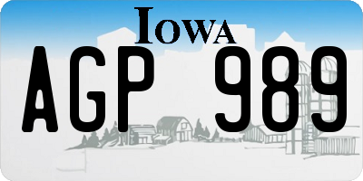 IA license plate AGP989