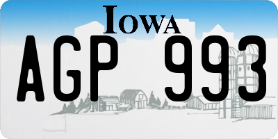 IA license plate AGP993