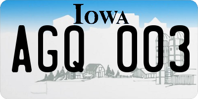 IA license plate AGQ003