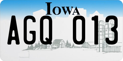 IA license plate AGQ013