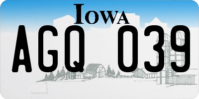 IA license plate AGQ039