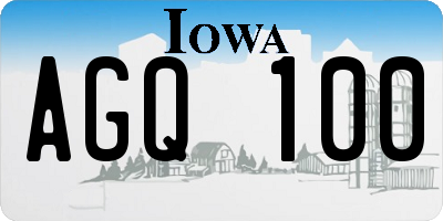 IA license plate AGQ100