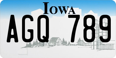 IA license plate AGQ789