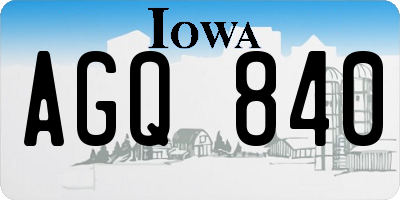 IA license plate AGQ840