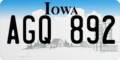 IA license plate AGQ892