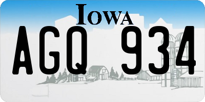 IA license plate AGQ934