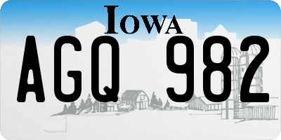 IA license plate AGQ982