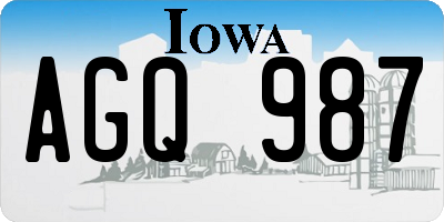 IA license plate AGQ987