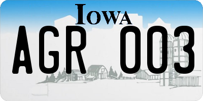 IA license plate AGR003