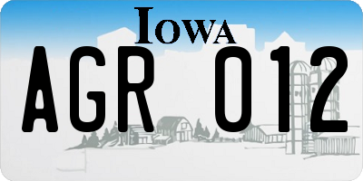 IA license plate AGR012