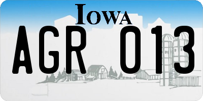 IA license plate AGR013