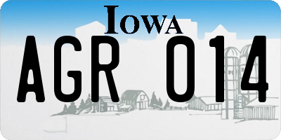 IA license plate AGR014